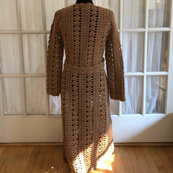 Tracy Reese Crochet Camel Sweater Coat - Picture 4 of 8